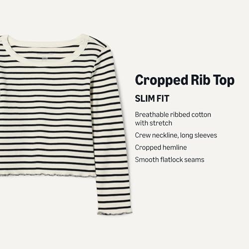 Image of Amazon Essentials Girls and Toddlers' Long-Sleeve Cropped Rib Top
