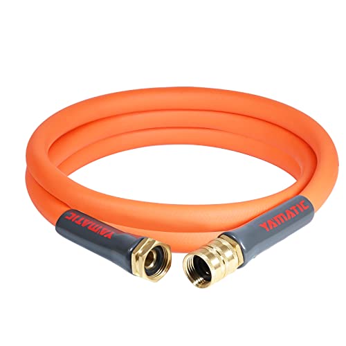 YAMATIC Female to Female Short Garden Hose 5/8 in x 10 ft, 2 in 1 Dual Use Heavy Duty Leader Hose with Solid Brass Connector, All-Weather Water Hose, Burst 600 PSI