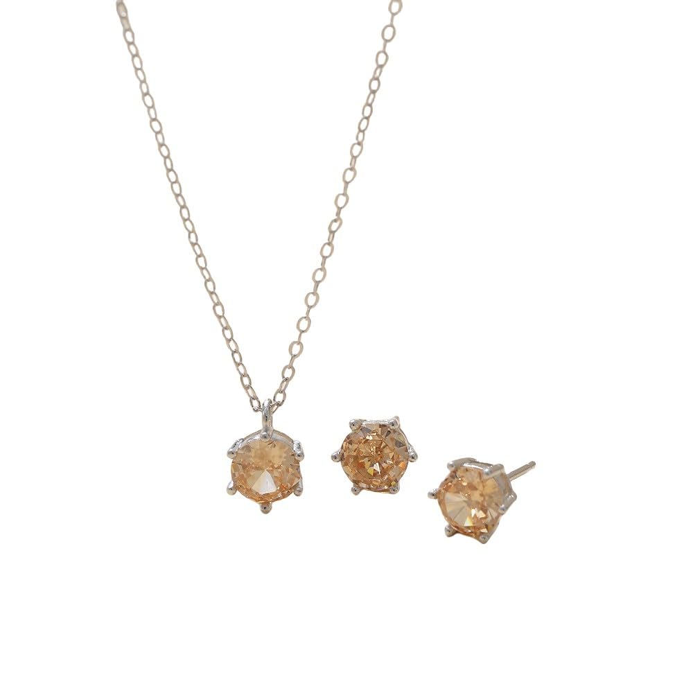 Pendolo di Argento per Donne Set Completo, Pendentino Ormezzato in Zircone Stereo e Gemme di Nascita - Regalo per Nozze a Donna e Amiche da Matrimonio