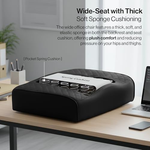 Image of DROGO Leather Monarch Pro Ergonomic Office Chair for Work from Home 400LBS,Computer Chair for Study with High Back,Cushion Seat,Armrest,Head&Lumbar Support,Gaming Chair with Footrest & Recline (Black)