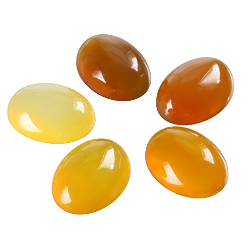 8pcs Adabele Natural Yellow Agate Translucent Oval Cabochon Flatback Gemstone Cabochon Loose Dome Cabs Stone 20mm x 15mm (0.79" x 0.59") GCN-C21