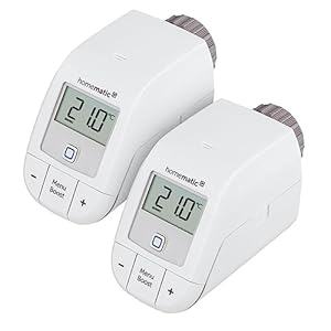 Homematic IP 2er Set Smart Home Heizkörperthermostat – Basic, digitaler Thermostat Heizung, Steuerung per App, Alexa, Google Assistant, einfache Installation, Energie sparen, 156541A0