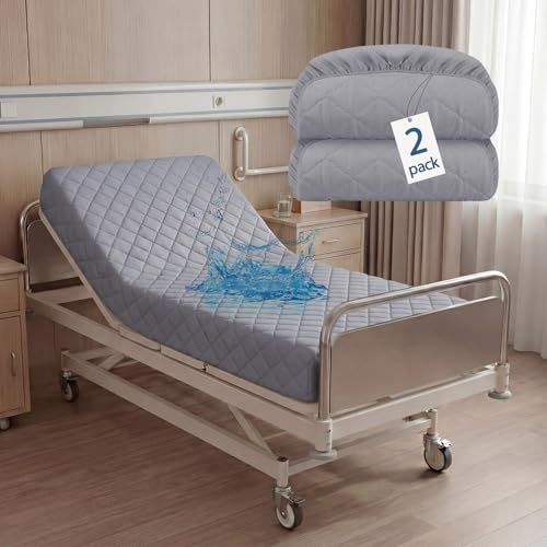 Lounsweer 2 Pcs Bed Mattress Protector Waterproof, 84 x 36 x 12in, Gray