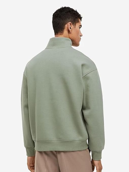 Image of Solid Oversized Halfzipper Long Sleeves Sweatshirt for Men's