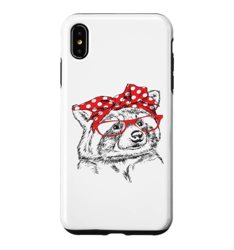 Cute Funny Womens Girls Red Bandana Glasses Raccoon Lover �X�}�z�P�[�X iPhone XS Max �p