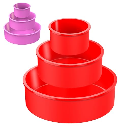 Moldes Silicona Reposteria Redondo 3Pcs | Molde para Tarta | Molde para Pastel | Molde Quiche | Molde SILICONA Bizcocho Horno | Moldes Silicona Freidora de Aire | Molde Desmontable Antiadherente