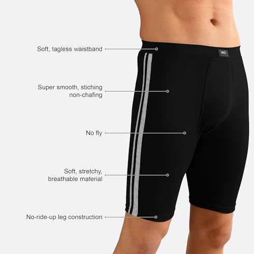 Image of Long Underwear for Men Cotton Long Leg Boxer Briefs for Man Trunks Breathable Innerwear Men's Underwear for Gym Workout Anti Chafing Long Trunks for Man
