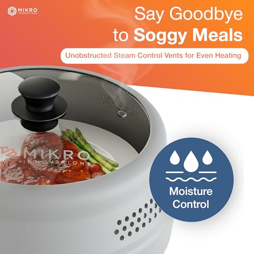 Image of Mikro Innovations Glass & Silicone Microwave Splatter Cover - Tall and Collapsible Design that fits 6-10.5in Plates and Bowls - Space Saving, BPA Free & Dishwasher Safe (1, Gray, large)