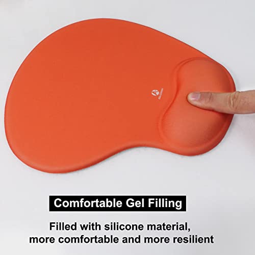 Audimi 小型マウスパッド リストレスト付き マウスマット 滑り止めゴムベース ノートパソコン PC オフィス 作業 ゲーム用 (オレンジ)