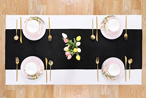 Mokohouse Burlap Table Runners 12 X 84 Inch 4 Pieces Black Jute Fabric Table Runners #TOP3