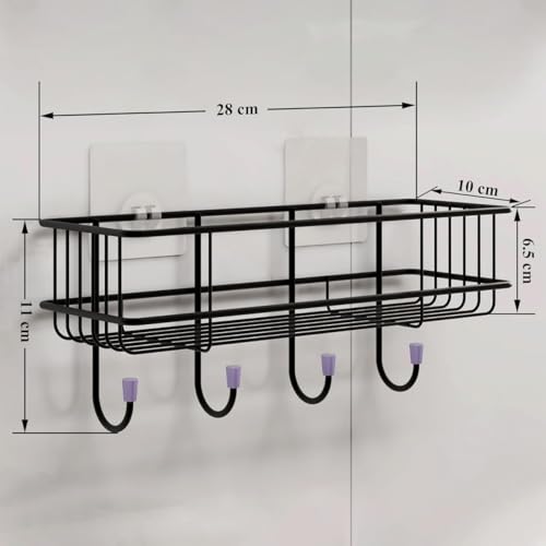 Image of KIMEE Bathroom Organiser Without Drill - Wall Mounted Shower Caddy, Shampoo Holder, Corner Shelf Rack, Washroom Storage Organiser, Kitchen Essentials & Bedroom Mounted Wall Suction Shelf (Pack of 1)