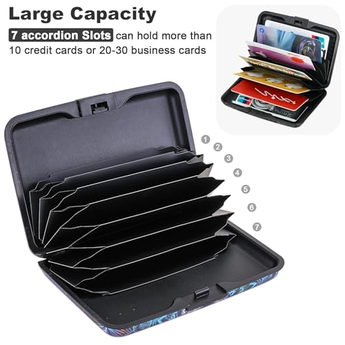 Image of ELFISH Mini RFID Aluminum Wallet Credit Cards Holder Business Card Case Metal ID Case for Men Women (Acolorful)