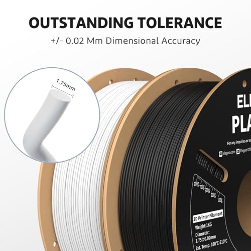 Image of ELEGOO PLA PRO Filament 1.75mm Black 2KG, 30-250mm /s Printing Speed Improved Rigidity 3D Printer Filament Dimensional Accuracy + /- 0.02mm, 2pcs 1kg Spool (2.2lbs)