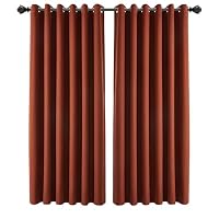INSPIRE HOMEWARE 100% Blackout Eyelet Curtains for Living Room 66x72 Inch Drop Rust Linen Curtains Energy Saving and Privacy protection Ring Top Curtain 2 Panels & Tieback