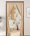 Liveinu Embroidery Magnetic Window Screen Mesh Curtain with Magnets for Window and Door,No Drilling,Hook & Loop Fastening Tape Install Brown 33