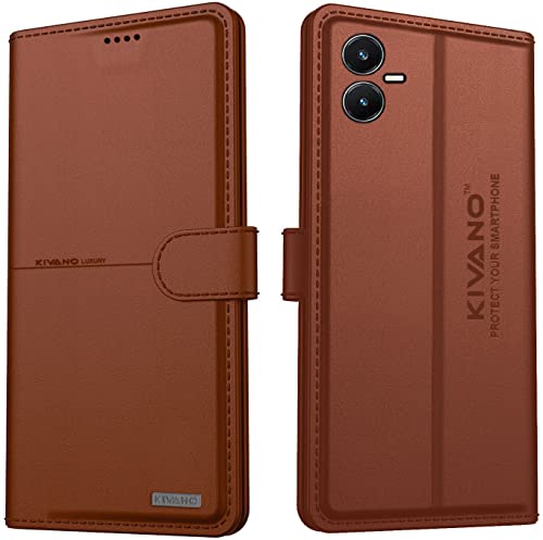 Image of KIVANO Compatible with Vivo Y22 Flip Cover | Leather Finish | Inside Pockets & Inbuilt Stand | Shockproof Wallet Style Magnetic Closure Back Cover Case