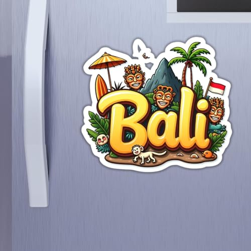 Image of Zesta Wooden Fridge Magnets Set | Refrigerator Decor Magnets for Kitchen | India Souvenir Fridge Magnet Collection | Wooden Magnet for Fridge Door Decoration (Bali)