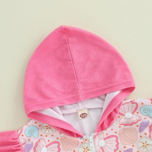 Image of Socutebabe Toddler Girl Swimsuit Cover Up Kids Beach Dress Bow Print Long Sleeve Hooded Bathing Suit Towel Coverup Swimwear