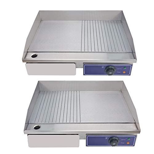 TAIMIKO Commercial Electric Griddle Flat Top Grill HotPlate Kitchen Grill CounterTop Stainless Steel Thermostatic Control 3000W 22" (Two Half Iron Plate) - Thumbnail 6