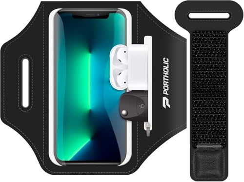 PORTHOLIC 2025 SportArmband Schweißresistent mit Handyhalter, Verlängerungsriemen & Kartenslot für Handys bis zu 6,9 Zoll. Für iPhone 17/16/15/14/13 Plus Air Pro Max XR/XS, Galaxy S25/24/S10 PORTHOLIC 2025 SportArmband Schweißresistent mit Handyhalter, Verlängerungsriemen & Kartenslot für Handys bis zu 6,9 Zoll. Für iPhone 17/16/15/14/13 Plus Air Pro Max XR/XS, Galaxy S25/24/S10