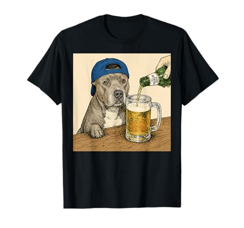 Pit Bull Drinking Beer Funny Dog Meme T-Shirt