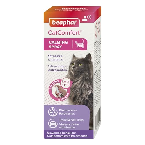 Beaphar - CatComfort® Calming Spray - Reduces Anxiety & Stress in Targeted Areas - For Use in the Home or When Travelling - Fast-Acting -Starts to Work in 15 Minutes - 30ml
