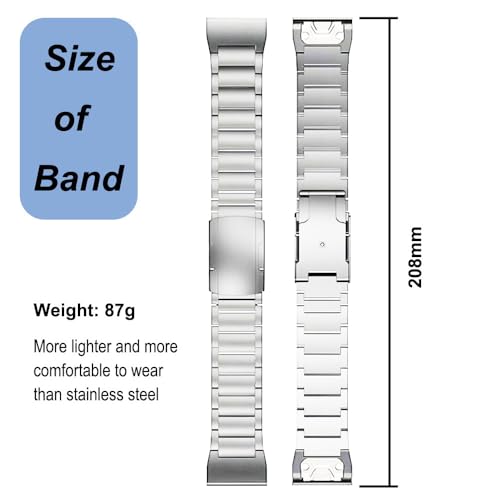 26mm Titanium Bands for Garmin Fenix 7X/6X/5X/Fenix 3 HR, Quick Fit Metal Watch Strap Wristband with Double Button Clasp for Garmin Watch (Silver) by Emilydeals - Used condition - Image 5