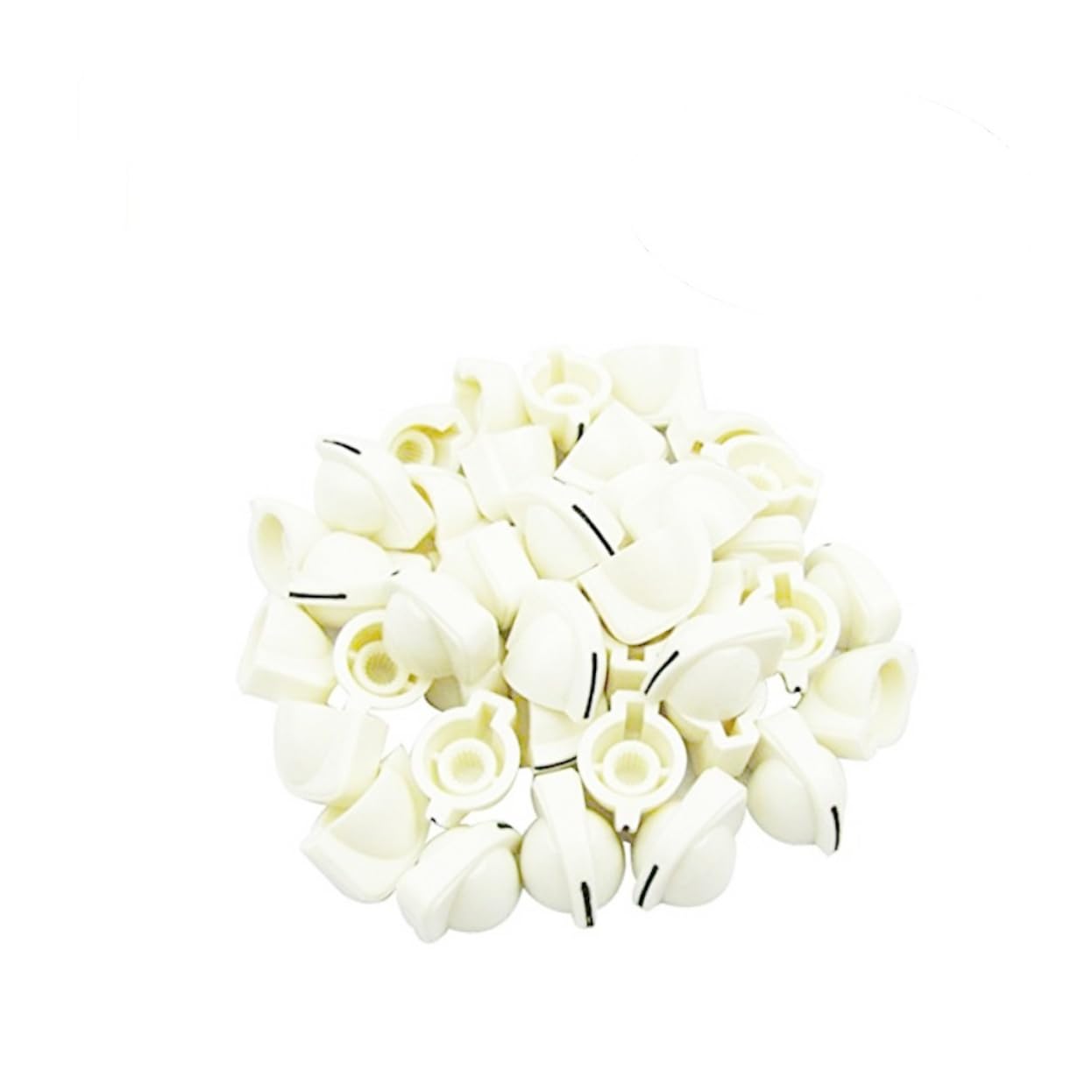 OFFSCH Plastic Chicken Knobs for Guitar 24 Pack 6mm Shaft Diameter Replacement for Control Amplifier Knobs White