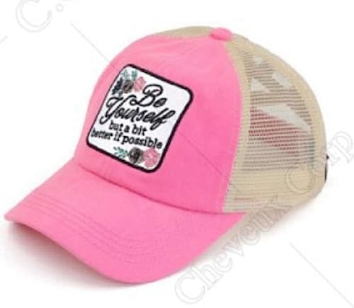 Image of C.C Ponycap Messy High Bun Ponytail Adjustable Mesh Trucker Baseball Cap Hat