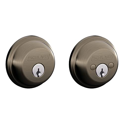 Image of SCHLAGE B62N620 Deadbolt, Keyed 2 Sides, Antique Pewter