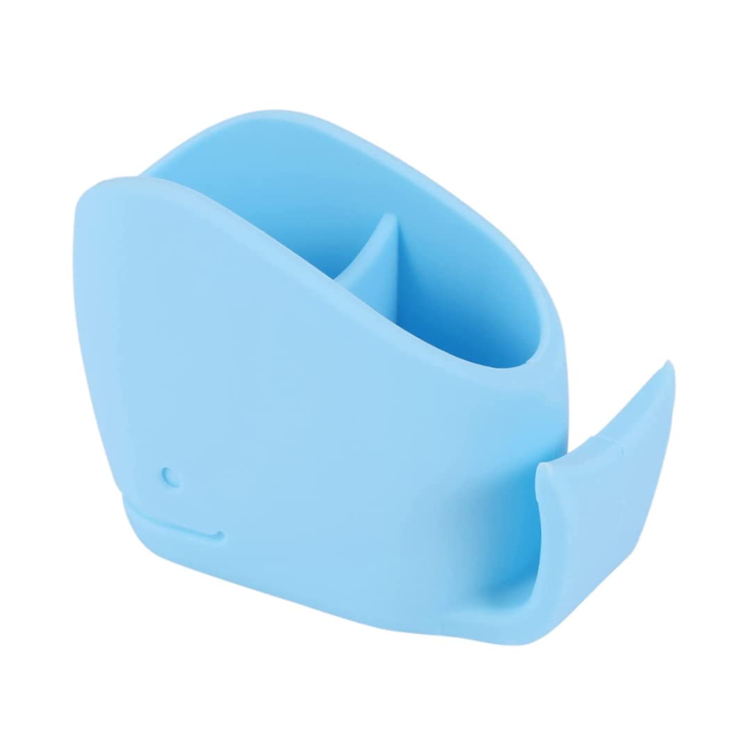 Whale Silicone Toothbrush Holder for Kids, Kids Bathroom Toothbrush, Toothpaste Storage Assistant. Blue