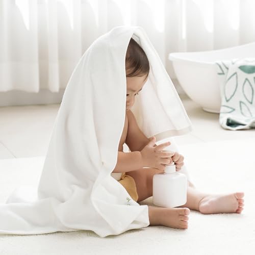 Image of Baby Newborn Bath Towel Swaddle (White) Ultimate Soft Beach Towel