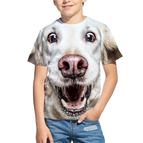 Kid All Over Print 3D Graphic Funny Dog Face Short Sleeve T Shirts for Boys Girls