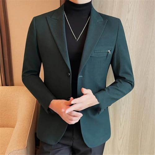 Men's Business Suit Jacket Zipper Design Slim Casual Office Social Suit Jacket Banquet Party Wedding Groom Dress2