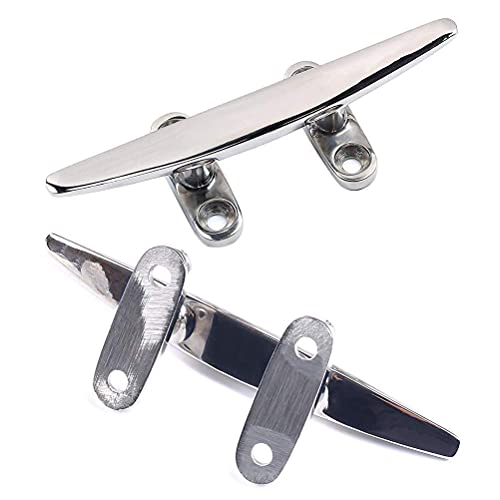 Aulufft 5 Inch Open Base Boat Cleat, Dock Cleat 316 Stainless Steel Boat Mooring Accessories, Include 8 Screws, 2 Pcs #TOP2