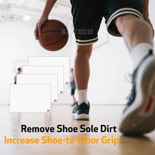 Image of SATECH Sticky /Tacky /Adhesive Mat 13 inch x 17 inch for Basketball Shoes Cleanroom Pets Garage White (Case of 4 Mats,30 Sheets Each)
