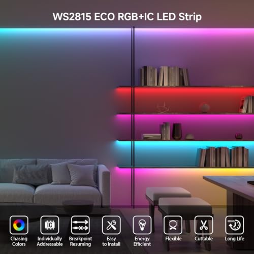 Tira LED WS2815 SEZO 16.4 ft 300 LEDs RGB Flexible miniatura 4