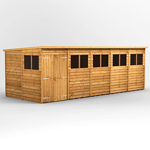 Image of POWER High Grade Premium Pent Overlap Wooden Shed with Double Door, Door & Window Flexibility, made from Extra Thick Timber & Toughened Glass