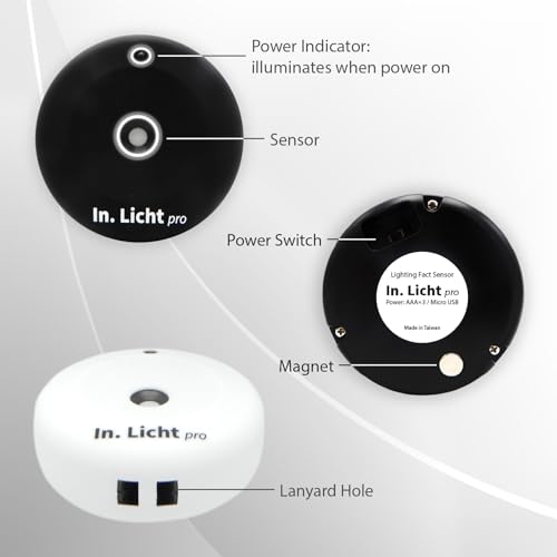 In. Licht Pro Handheld Light Meter EML Lichtmesser-Sensor für Lumen, Lux, Farbtemperatur CCT, Kontrast und Gleichmäßigkeit, Messung für architektonisches Innenraumlichtdesign Well Healthy, Schwarz