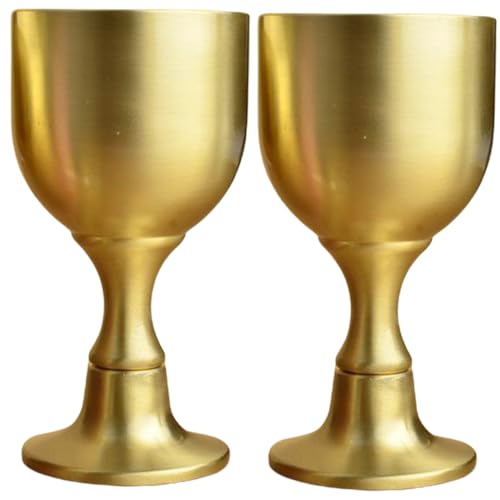 TOYANDONA Set 2 Pezzi Calici da Vino in Rame Autentico Coppe per Liquore Cinesi Decorative Tazze da Vino Retrò per Uso Domestico e Feste Accessori Eleganti per Degustazione e Cena