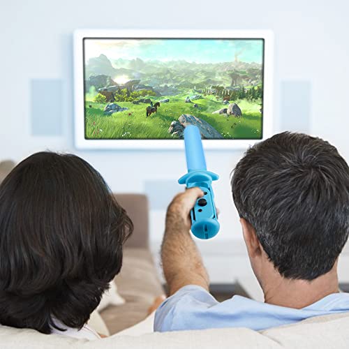 FUNDIARY Lighted Game Sword for The Legend of Zelda: Sky Sword HD, LED Sword Grip for Nintendo Switch and Switch OLED, Sword Handle Grip for Switch Joycon Enhance Gaming Experience - Blue