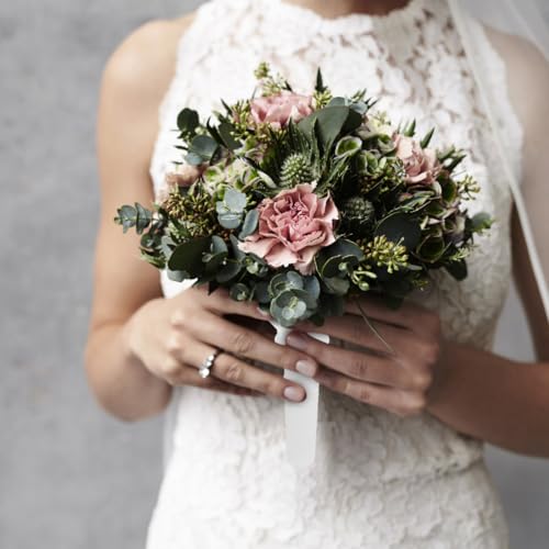 2 Sets Foam Bride Flower Bouquet Holder Foam Floral Handle Bouquet Holder for Bride Faux Flowers Decoration White by KESYOO - Used condition - Image 4