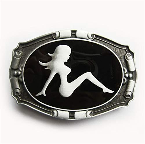 JEAN'S FRIEND Antique Silver Truck Mud Flap Girl Enamel Belt Buckle also Stock in US - Image 6
