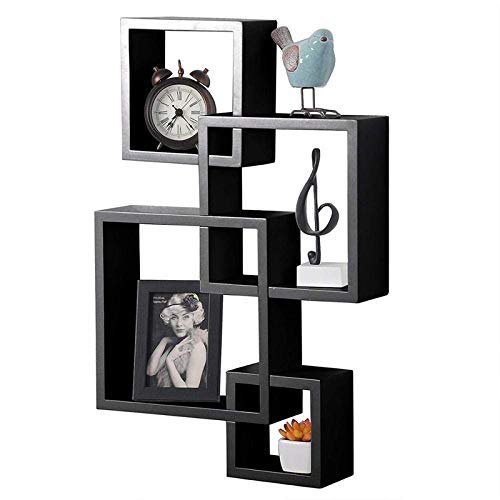 Image of Set of 4 Red and Brown Floating Cube Wall Storage Shelves Lounge Cubes Display Shelf