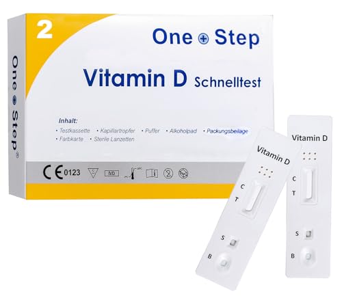 2 x One+Step Vitamin D Test I Vitamin-D Mangel zu Hause testen I Vitamin-D-Schnelltest zur Eigenanwendung I Ohne Labor in 10 Minuten zu Hause auswerten I Osteoporose vermeiden