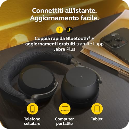 Evolve3 75 Cuffie On-Ear Wireless Bluetooth con Microfono per Lavoro, USB-C, AI Chiamate, Cancellazione Rumore Attiva Avanzata, 22h Batteria, per App Meeting Online, Nero - Gadget - Immagine 8