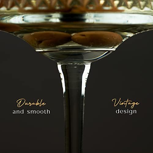 GOSOYO Vintage Coupe Glasses Set of 4, Champagne, Cocktail, Martini, Wine Glasses, Long Stem Glassware (8.8oz/260ml) (4 Pcs)