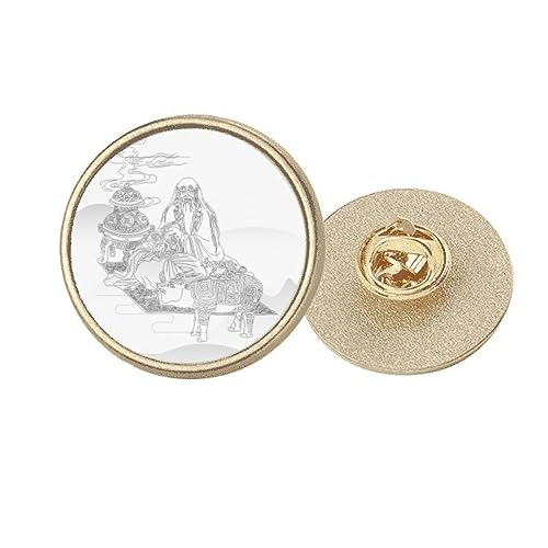 Broche ronde dorée Lao Tzu Dao China pour accessoiriser une veste de costume