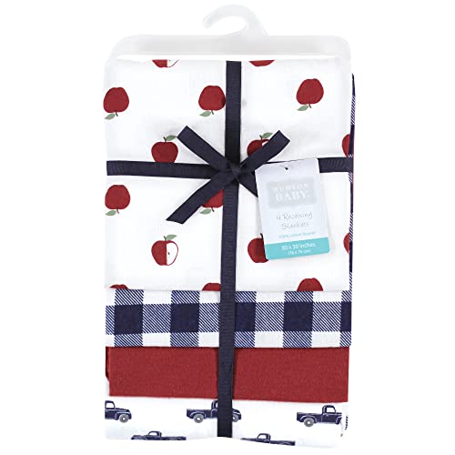 Image of Hudson Baby Unisex Baby Cotton Flannel Receiving Blankets, Apple Orchard, One Size