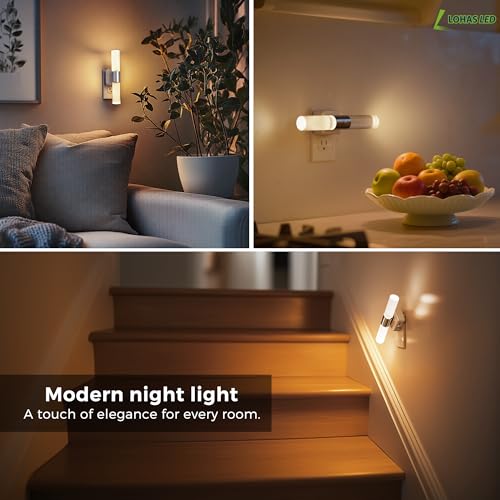 Image of L LOHAS LED Night Light, 2 Pack Night Lights Plug into Wall, 3000K Soft White, 0-100LM Adjustable Brightness, 180 Rotating Plug in Night Light with Auto Light Sensor (Matte White)